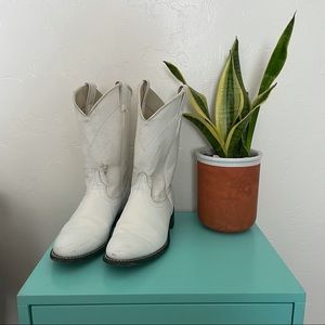 White Leather Cowboy Boots